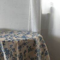 G &amp; S Micro Life Hall Retro Time Cotton Linen Blue Flower Wild Rose Tablecloth Picnic Cloth Small Floral ins Style Home Soft Background Dormitory Desk