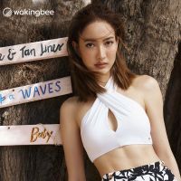 Wakingbee x Asava Harbor Bra (White) บราว่ายน้ำ ดีไซน์สวย คอผูกแบบไขว้ ผ้าแห้งไว กันยูวี