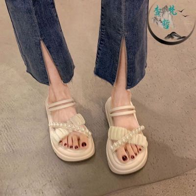 【July】 Sandals and slippers 2023 summer new hot style elegant two-wear sandals soft bottom high-end commuting sponge cake ing