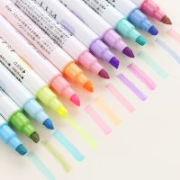 【♘COD Free Cas♘】 zangduan414043703 12สีปากกาเน้นข้อความเกาหลีปลายคู่ Mildliner พาสเทล Fosforlu Kalem โรงเรียนกระสุนอุปกรณ์สำหรับเขียนบันทึก Markeerstiften