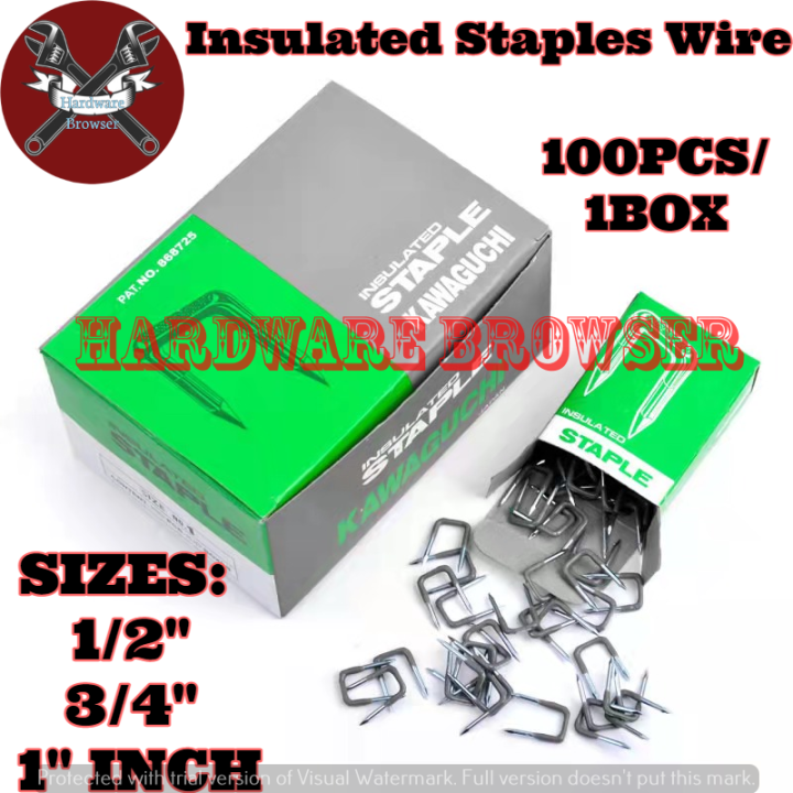2318 100PCS/1BOX Insulated Staples Wire For Electrical Wire Clamp (SIZES 1/2", 3/4", 1" INCH
