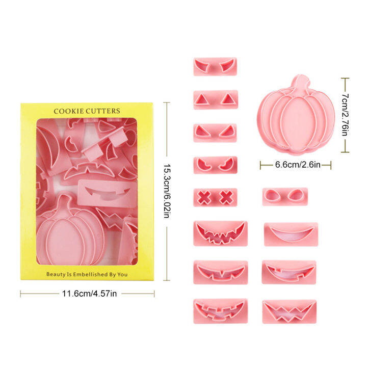 rebrol-คุ้กกี้พลาสติกสำหรับแม่พิมพ์คุกกี้ฮาโลวีนเกรดอาหารมีดหั่นบิสกิตฟักทองแสตมป์แม่พิมพ์คุกกี้ลายนูนอุปกรณ์สำหรับงานปาร์ตี้อบขนมแบบทำมือ