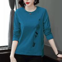 ✥✇☇ sleeve T-shirt womens middle-aged and elderly spring autumn 2021 new pure loose large mothers high-grade foreign style bottoming