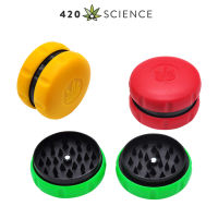 COD! 420 Science Random Color 60mm 2 Layers Hamburger Shape Leaf Pattern Plastic Herb Grinder Spice Crusher