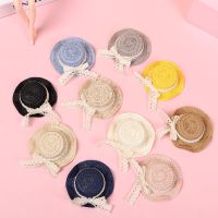 1/12 Doll Lace Bow Straw Hat Mini Handmade Weaved Cap Dollhouse Miniature Ob11 Dolls Accessories Doll House Ornament