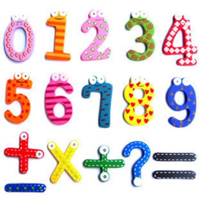 15pcs/set Wooden Fridge Magnets Sticker Number Figure Stickers for Baby Kids Mathematics Toys Home Decoration Accessories