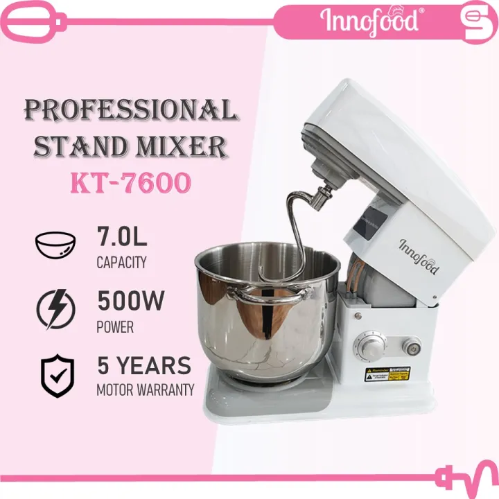 INNOFOOD Professional Series Stand Mixer KT7600 (White) with Ice Bowl