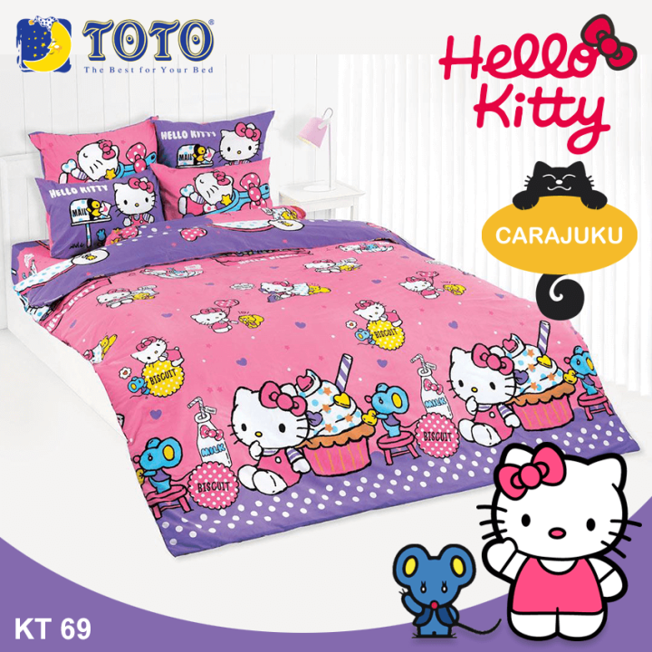 toto-ชุดผ้าปูที่นอน-ผ้านวม-6-ฟุต-คิตตี้-hello-kitty-ชุด-5-ชิ้น-เลือกสินค้าที่ตัวเลือก-โตโต้-ชุดเครื่องนอน-ผ้าปู-ผ้าปูที่นอน-ผ้าปูเตียง