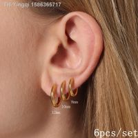 【hot】☁﹍  6Pcs/Set Gold Color Hoop Earrings for Small Round Ear Rings Steampunk Jewelry