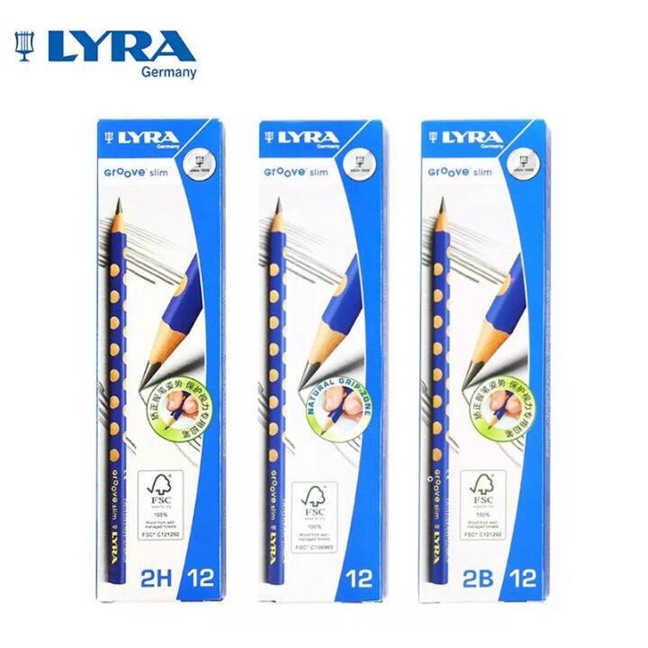 lyra-groove-slim-graphite-triangle-posture-correction-pencils-12pcs-kids-holding-pen-gesture-learning-writing-pencils-stationery