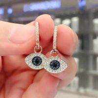 สัญลักษณ์ Evil Eye ต่างหูแบบเจาะออสเตรียต่างหูคริสตัลแฟชั่นสีฟ้าต่างหูตาปีศาจสำหรับแฟนของขวัญ