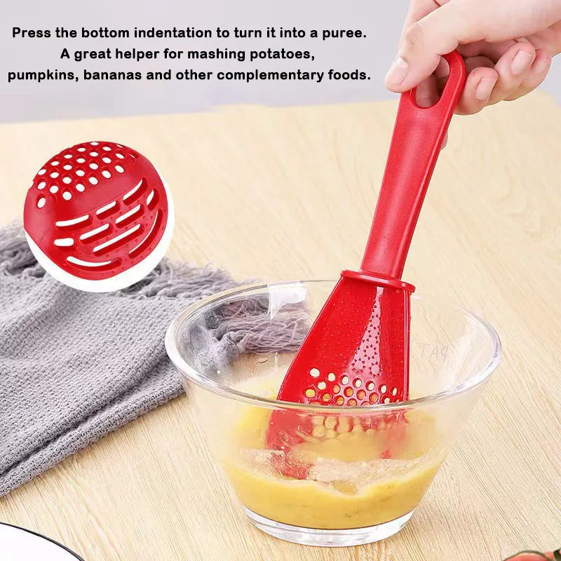 Silicone Cuisine Cooking Spoon Strainers Multifunctional Potato Mashed  Ginger Garlic Press Colander Rice Scoop Kitchen Tools