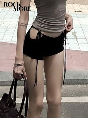 กางเกงในผู้หญิงแบบมีเชือกผูกเอวต่ำกางเกงขาสั้นตัวเล็ก Cewek Seksi กางเกงฤดูร้อน