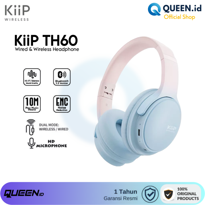 KiiP Wireless TH60 Wireless Bluetooth Headset 5 3 Headphone Dual Mode