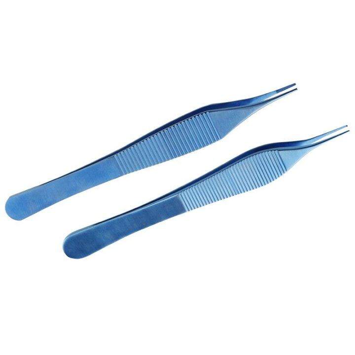 2Types Titanium Adson Tissue Forceps Eye Tweezers Serrated TipsTeeth