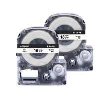 2 pcs 18mm SS18KW Epson Label Tapes สีดำบนสีขาว