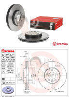 09 9442 11 จานเบรค ล้อ F (ยี่ห้อ BREMBO) รุ่น UV VOLK SWAGEN Caravelle T5 2.5 Tdi ล้อ 16"นิ้ว ปี2003-2009