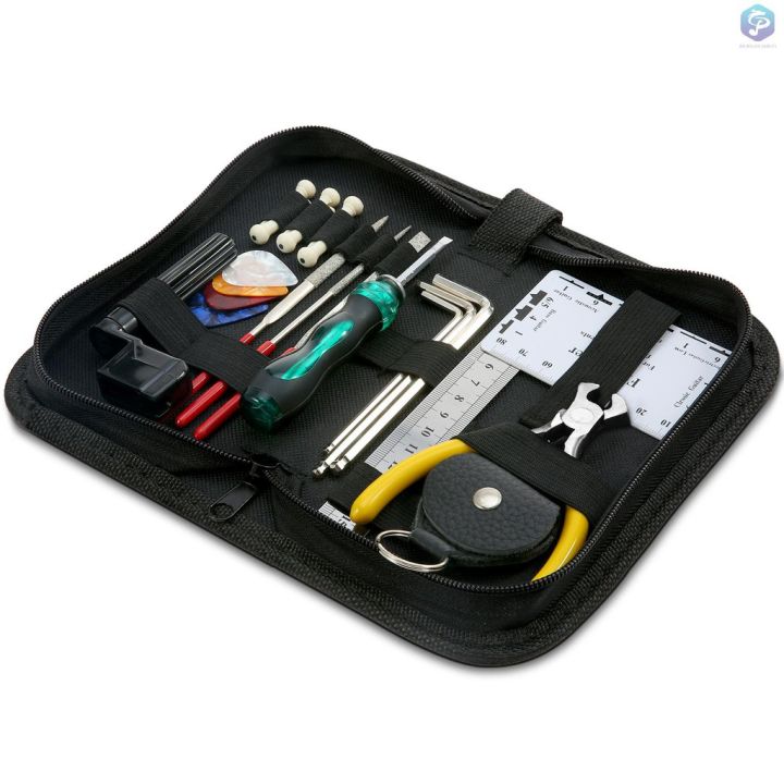 j-amp-f-ammoon-guitar-repairing-maintenance-cleaning-tool-kit-includes-string-action-ruler-amp-gauge-measuring-tool-amp-hex-wrench-set-amp-files-amp-string-winder-amp-string-cutter-amp-bridge-pins-amp