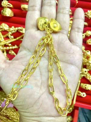 apata jewelry สร้อยข้อมือโซ่ฝรั่งคู่2บาท ข้อมือผู้หญิง ข้อมือทองชุบ ทองชุบหนาไม่ลอกดำ ขึ้นรูปจากบล็อคทองแท้ลายเหมือนทุกจุด ตะขอปั๊ม