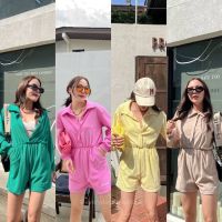 New in??☀️Sunny playsuit (470฿ฟรีส่ง)แจกความสดใส ต้อนรับปลายปีด้วยลุคชิคๆ น้องsunny ชุดจั้มสูทแขนยาวคอปกขาสั้น ดีเทลปักค