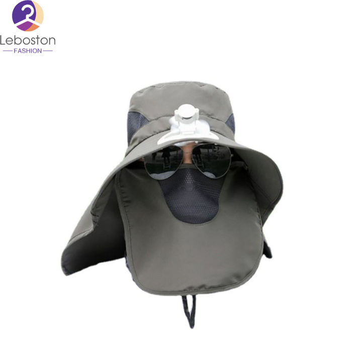 topi-memancing-ฤดูร้อนผู้ชายพร้อมพัดลมตาข่ายระบายอากาศหมวกกันแดดป้องกันหน้าและลำคอสำหรับการปีนเขาการจับปลา