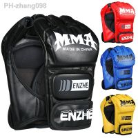 ENZHE MMA Glove PU Punching Bag Thick Boxing Half finger Sanda Taekwondo Fight Gloves Professional TKD Training Equipment