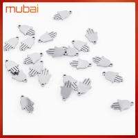 MUBAI 30pcs เงินโบราณ เครื่องประดับมือมิเรียมฮัมซา เหล็กไร้สนิม 0.510.31นิ้วค่ะ เครื่องรางมือกลับแบน มีเสน่ห์มีเสน่ห์ จี้สแตนเลสพร้อมห่วง สาวๆ