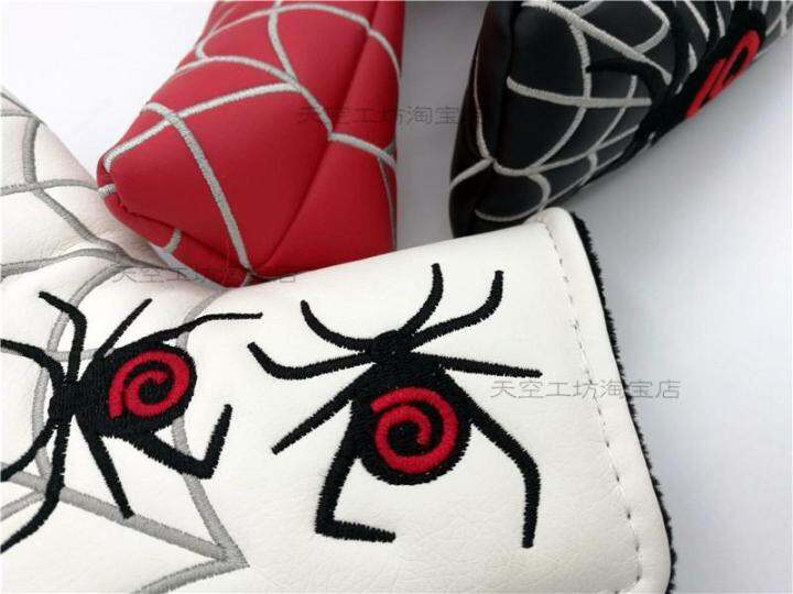 spider-golf-putter-cap-set-golf-male-and-female-ball-head-protective-cover-waterproof-pu-ฝาครอบหัวไม้รูปเดียว