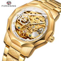 ⌚Forsining นาฬิกา Tourbillon อัตโนมัติหรูนาฬิกาไขลานหน้าปัดลายโครงกระดูกนาฬิกาข้อมือกลางแจ้งเพชร Relogio Masculino