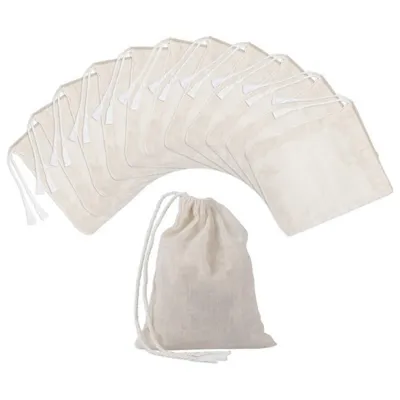 50 Pieces Drawstring Cotton Bags Muslin Bags,Tea Brew Bags (4 x 3 Inches)