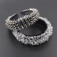 New fashion gorgeous ice cube transparent crystal sponge headband ladies prom catwalk gift hair accessories 932