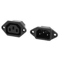 IEC C14 C1 32 pcs 3-pin chassis panel mount plug connector AC 250V 10A black