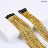 YUNZE 1ชิ้นผมเงางามแวววาว,ที่ยืดผมผ้าไหมสีรุ้งแวววาวแวววาวสำหรับผู้หญิงหมวกฮิปปี้ถักเปียยาว47ซม.