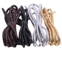 REGELIN 5Meter 3/4/5/6Mm Gelang Kulit PU Kepang Coklat Temuan Tali Tali Tali Kulit Bulat DIY Membuat Gelang Kalung