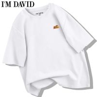 I M DAVID embroidery short-sleeved male 2023 new tide embroidered niche leisure men and women with the model of pure cotton T-shirt