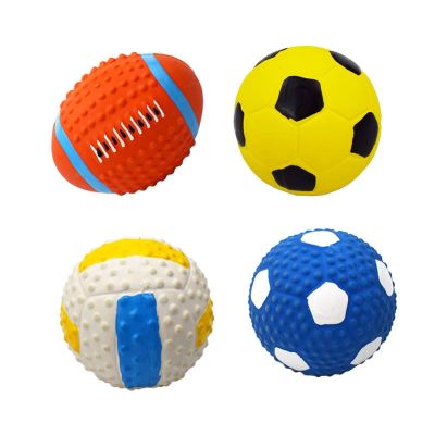 Soft Latex Squeaky Sound Dog Ball Toys Rubber Rubgby Football Basketball Interactive Toys Cleaning Tooth Non-toxic Training Ball Toys