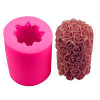 3D DIY Cylinder Molds Soap Gypsum Mould Mold Rose Candle Silicone