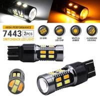 2ชิ้นหลอดไฟสัญญาณเลี้ยว Led 7443 7440 7444 6500K หลอดไฟไฟจอดรถยนต์ Drl ประหยัดพลังงานสำหรับการขับขี่พวงมาลัย