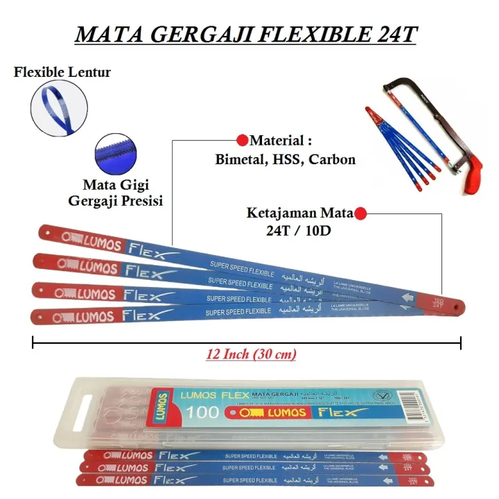 [1pcs] LUMOS UJIRA Flex Mata Gergaji Besi 12in Satuan - Gergaji Besi ...