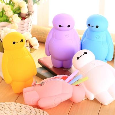 อุปกรณ์กล่องดินสอเก็บของกระเป๋าใส่ปากกาใหม่ซิลิโคน Big Hero 6 Baymax แบบหลายเครื่องเขียนใช้งานได้กล่องดินสอ Kawaii