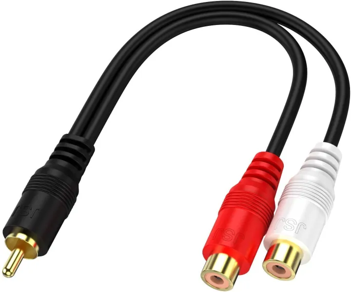 Rca 1 Male To 2 Female Audio Speaker Y Adapter Splitter Cable With Ofc Conductor Dual Shielding 8731