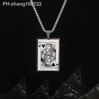 Classic Vintage King K of Hearts Playing Card Pendant Necklace Personality Alloy Necklace Mens Chain Jewerly Gift Boyfriend