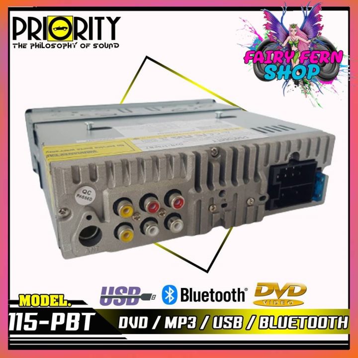 priority-dvd-115pbt-เครื่องเล่น1ดิน-วิทยุติดรถยนต์-พร้อมฟังชั่นเล่นแผ่นdvd-fm-bluetooth-usb-aux-sdcard-กำลังขับ-62-w