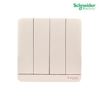 Schneider Electric : สวิตช์ไฟทางเดียว 4 ช่อง, One Way Switch 16AX, 250V สีทาอง รุ่น AvatarOn E : E8334L1_WG_G5 สั่งซื้อได้ที่ร้าน PlugOn