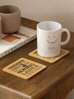 High-end MUJI Japanese cork coasters with custom logo non-slip advertising creative water-absorbent bar coasters household round insulation mats