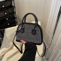 LASGO Hot diamond fashion commuter small bag womens handbag 2023 spring and summer western style shoulder Messenger bag shell bag 〖WYUE〗