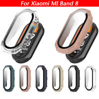 ปกป้องหน้าจอพร้อมปกป้องหน้าจอกระจกนิรภัยสำหรับ Xiaomi Band 8เคสป้องกันกันชนกันตกสำหรับ Mi Band 8