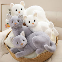 25-33เซนติเมตรใหม่ยัดไส้นุ่มแมวของเล่นตุ๊กตาจำลองแบบแมวสีขาวสีเทาแมว Plushie ตุ๊กตาเด็กวันเกิดตกแต่งบ้านของขวัญ