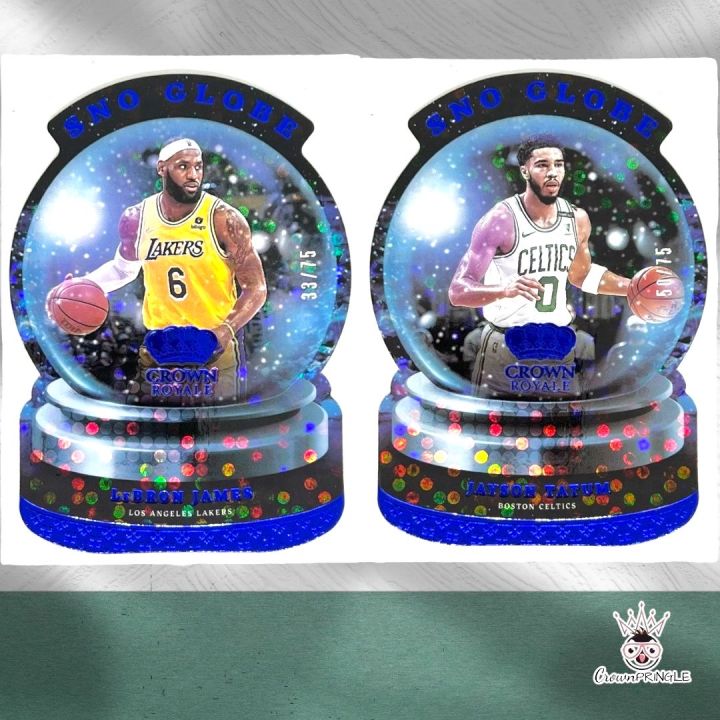 2021 22 Crown Royale Sno Globe Blue Numbered 75 Lebron James Lbj Jayson Tatum Die Cut Holo Card 