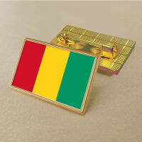 Guinea flag pin 2.5*1.5cm zinc die-cast PVC colour coated gold rectangular medallion badge without added resin